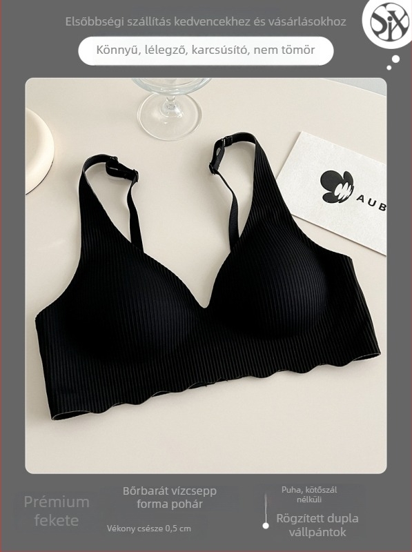 Nylon vezeték nélküli melltartó, 3/4 kosár, vékony formázott kosarak, fix dupla vállpántok