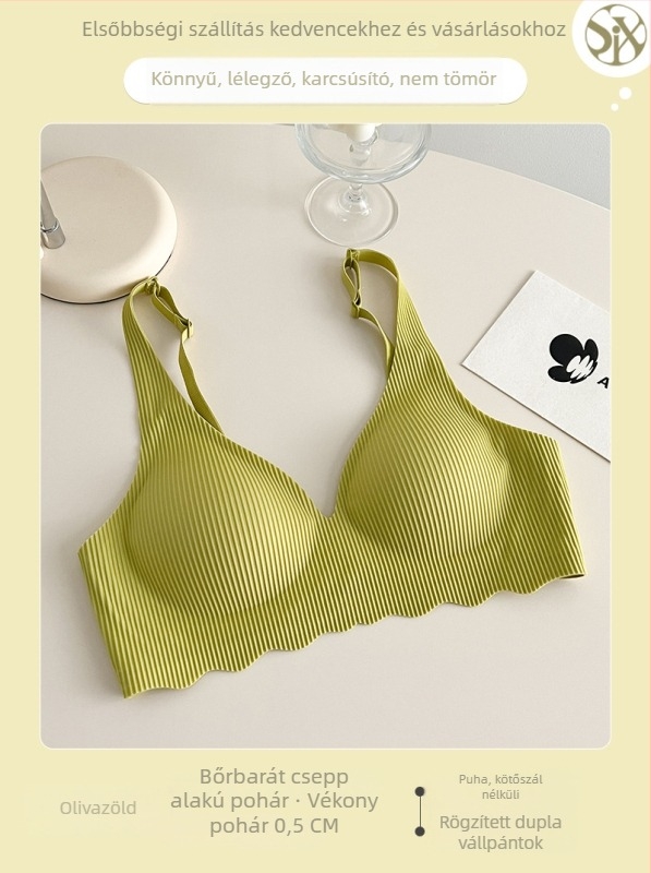 Nylon vezeték nélküli melltartó, 3/4 kosár, vékony formázott kosarak, fix dupla vállpántok