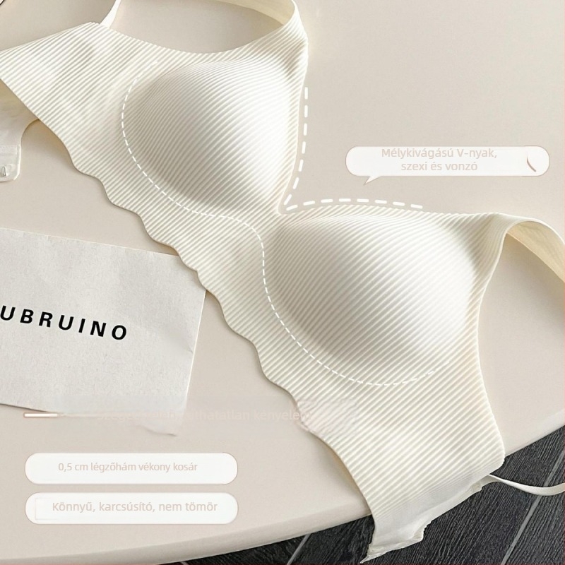 Nylon vezeték nélküli melltartó, 3/4 kosár, vékony formázott kosarak, fix dupla vállpántok