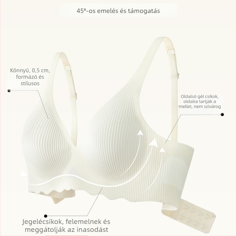 Nylon vezeték nélküli melltartó, 3/4 kosár, vékony formázott kosarak, fix dupla vállpántok