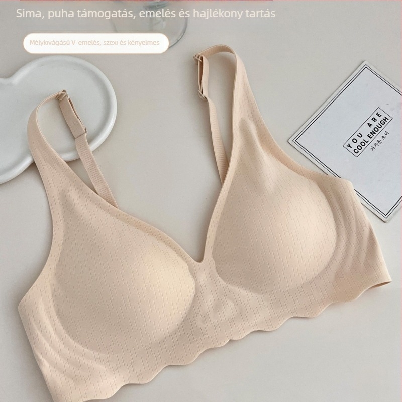 Nylon vezeték nélküli melltartó, 3/4 kosár, vékony formázott kosarak, fix dupla vállpántok