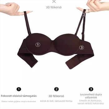 Herati varrat nélküli félkosaras melltartó Push-Up, nylon, rögzített dupla vállpántok
