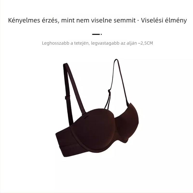 Herati varrat nélküli félkosaras melltartó Push-Up, nylon, rögzített dupla vállpántok
