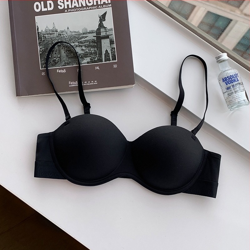 Herati varrat nélküli félkosaras melltartó Push-Up, nylon, rögzített dupla vállpántok