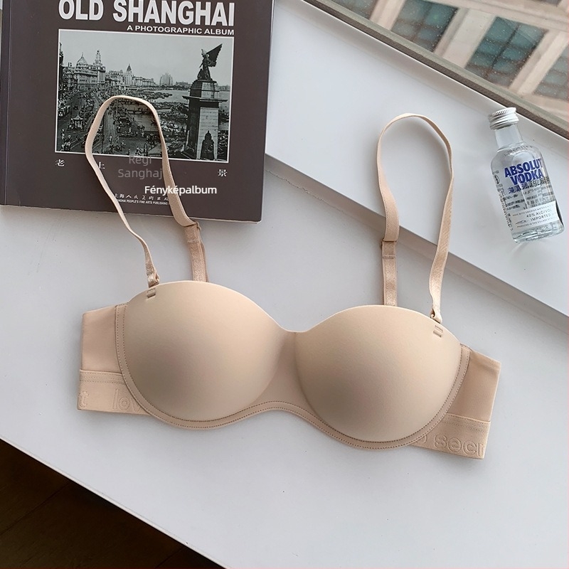Herati varrat nélküli félkosaras melltartó Push-Up, nylon, rögzített dupla vállpántok