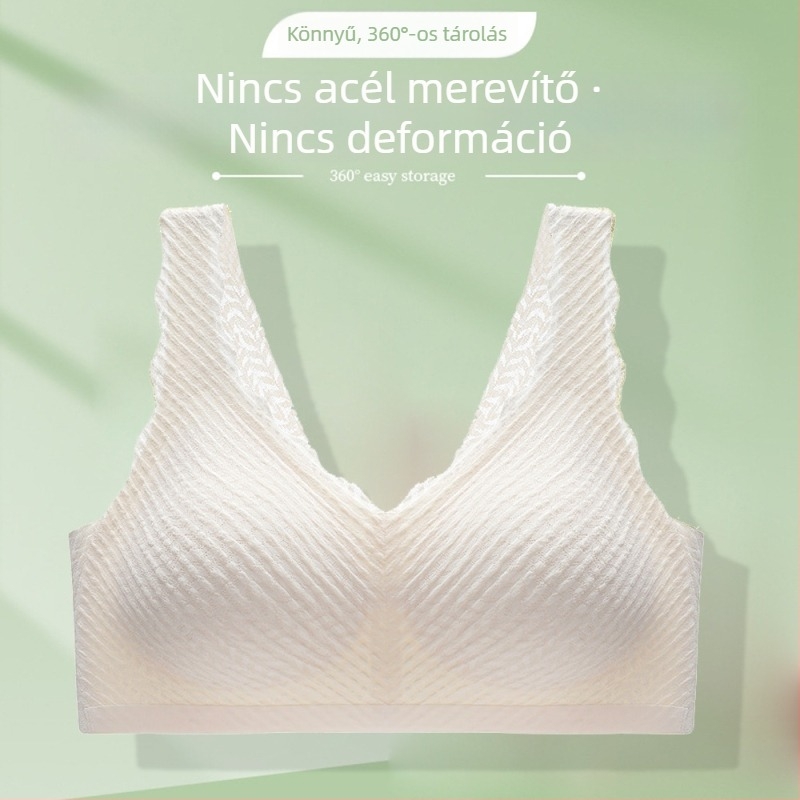 Csipkés latexpárnázású vezeték nélküli melltartó, zökkenőmentes hátsó rész, kényelmes, teljes kosár, oldalsó támasz.