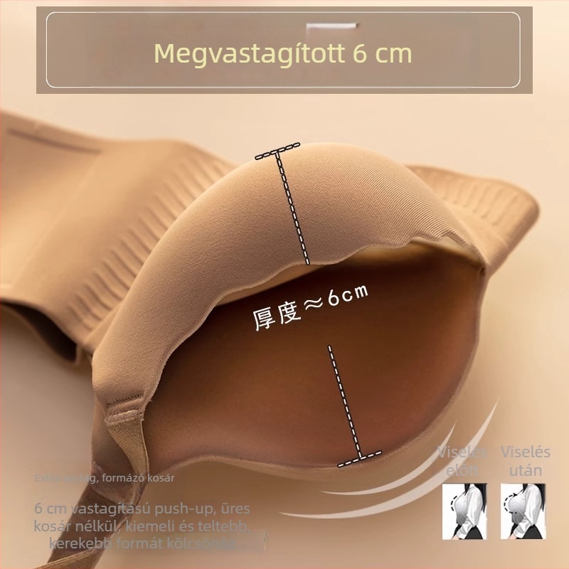 6 cm vastag, drót nélküli, varrat nélküli női melltartó kis méretű mellhez, összefog és optikailag növeli a dekoltázst, minimalista dizájn.