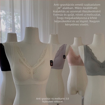 Drót nélküli csipkés melltartó, seamless, 3/4 kosár, hátul zár 3 sor kapocs