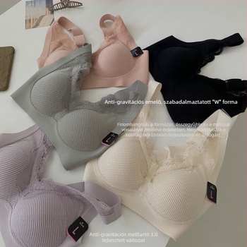 Drót nélküli csipkés melltartó, seamless, 3/4 kosár, hátul zár 3 sor kapocs