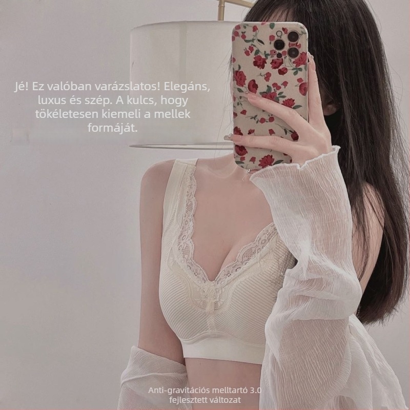 Drót nélküli csipkés melltartó, seamless, 3/4 kosár, hátul zár 3 sor kapocs