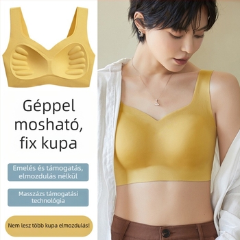 Sima varrás nélküli sportmelltartó mellény-stílusú formázott kosarakkal acélgyűrű nélkül rögzített dupla vállpántok nylon anyag