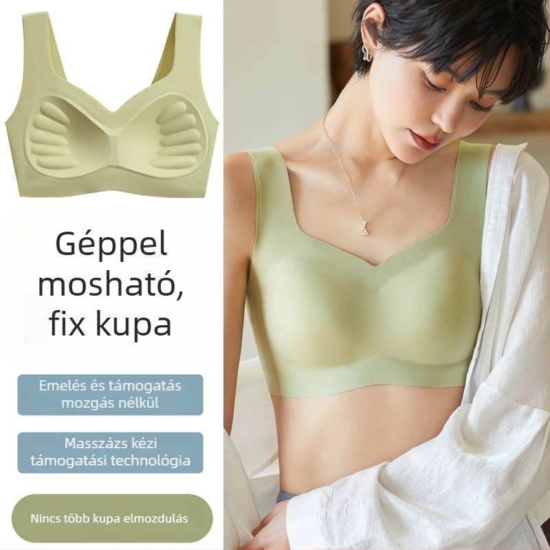 Sima varrás nélküli sportmelltartó mellény-stílusú formázott kosarakkal acélgyűrű nélkül rögzített dupla vállpántok nylon anyag