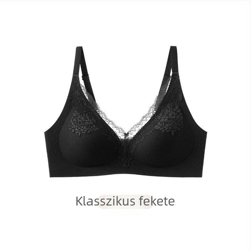Kényelmes varrás nélküli liftelő melltartó nőknek, csipkés szegéllyel, természetes hatás, merevítő nélkül, puha támasz, bordázott textúra