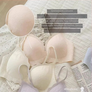 Francia stílusú varrás nélküli melltartó, 3/4 kosár, formázott kosár: felső rész vékony, alsó rész vastag, hátul három sor kapocs, fixált kettős vállpánt