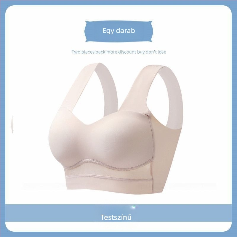 Ice Silk anyagú varrat nélküli sportmelltartó Push-Up, merevítő nélkül, vékony formázott kosár, mellény-stílusú, dupla vállpántok, plusz méretek