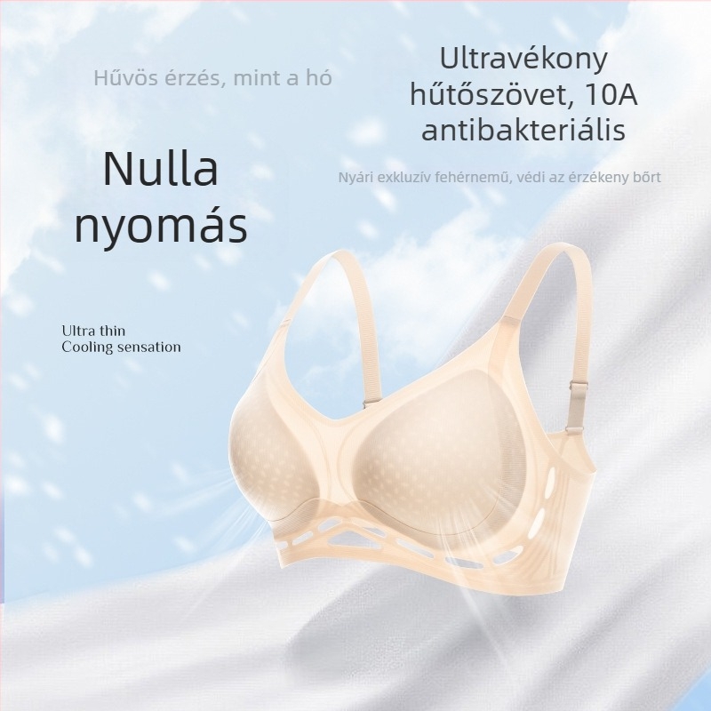 Nyári varrás nélküli melltartó, lélegző nejlon spandex béléssel, 3/4 kosár, hátul három sor horogzár, nem átlátszó, oldalsó formázás