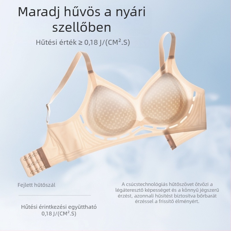 Nyári varrás nélküli melltartó, lélegző nejlon spandex béléssel, 3/4 kosár, hátul három sor horogzár, nem átlátszó, oldalsó formázás