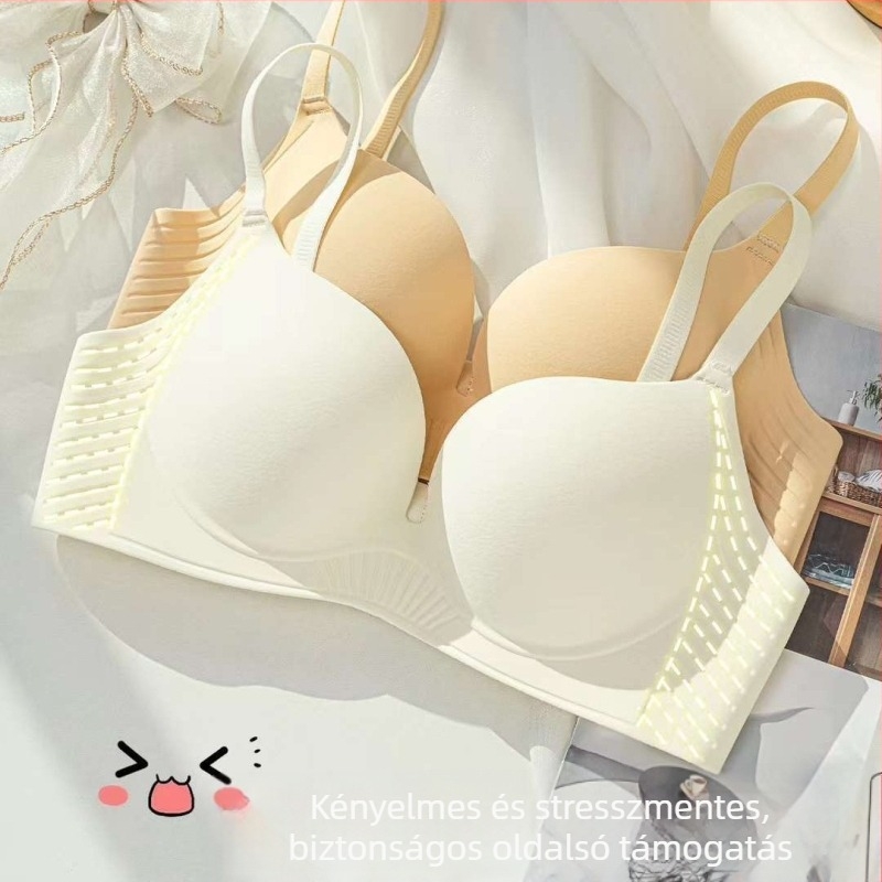 Drót nélküli, varrat nélküli push-up melltartó nőknek, oldalsó összegyűjtés, 3/4 kosár, szexi