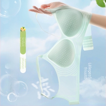 Női egy darab Ice Silk melltartó, vezeték nélküli, varrás nélküli kosarak, zselés puha párnázás, formázás, push-up, hátsó simítás, sportos stílus