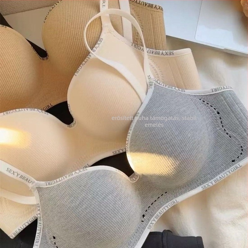 Nylon melltartó nőknek, push-up effektus, varrat nélküli, vezeték nélküli, puha támasz, háromszög kosár vastag formázású