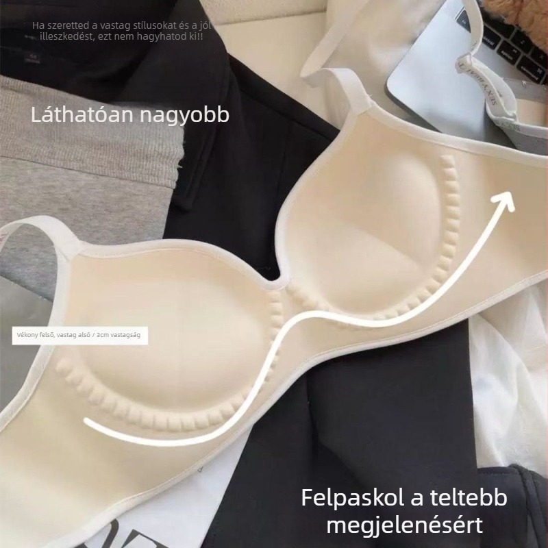 Nylon melltartó nőknek, push-up effektus, varrat nélküli, vezeték nélküli, puha támasz, háromszög kosár vastag formázású