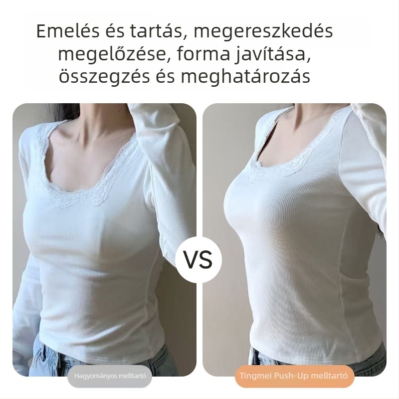 Kismellű nőknek tervezett anti-gravitációs emelő melltartó, varrás nélküli, U-formájú hátsóval, rögzített kosarakkal