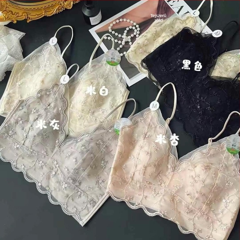 Hui Zhixin 6272 Női nyári csipkés melltartó varrás nélküli kosarakkal, szép hátsó rész és hímzett részletek