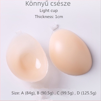  Szilikon melltartó vállpántok nélkül, 3/4 kosár, vékony formázott kosár, elülső zár