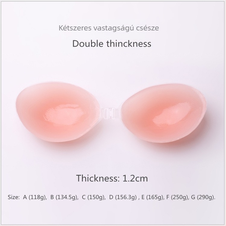  Szilikon melltartó vállpántok nélkül, 3/4 kosár, vékony formázott kosár, elülső zár