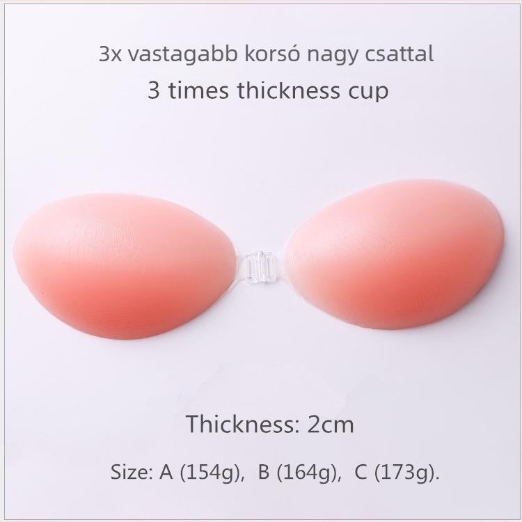  Szilikon melltartó vállpántok nélkül, 3/4 kosár, vékony formázott kosár, elülső zár