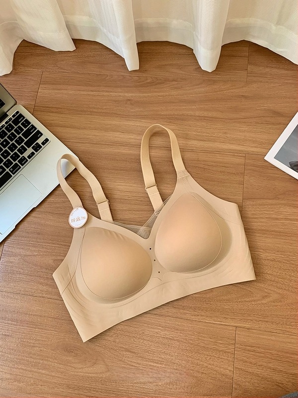 AJ03 Emelő Istennő Női Fehérnemű — Nude, Láthatatlan, Varrat nélküli, Hátsó Kapocs Zár, Push-Up Kosár Rögzített