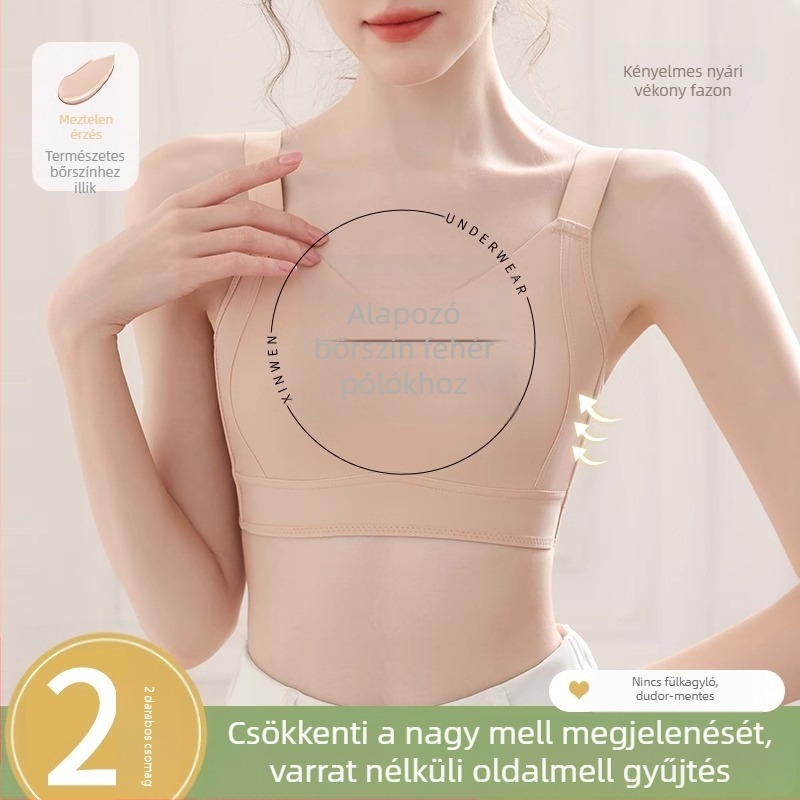 Varrásmentes, láthatatlan női melltartó, vékony kosár, formázó és emelő hatás, oldalról összegyűjti a kebleket