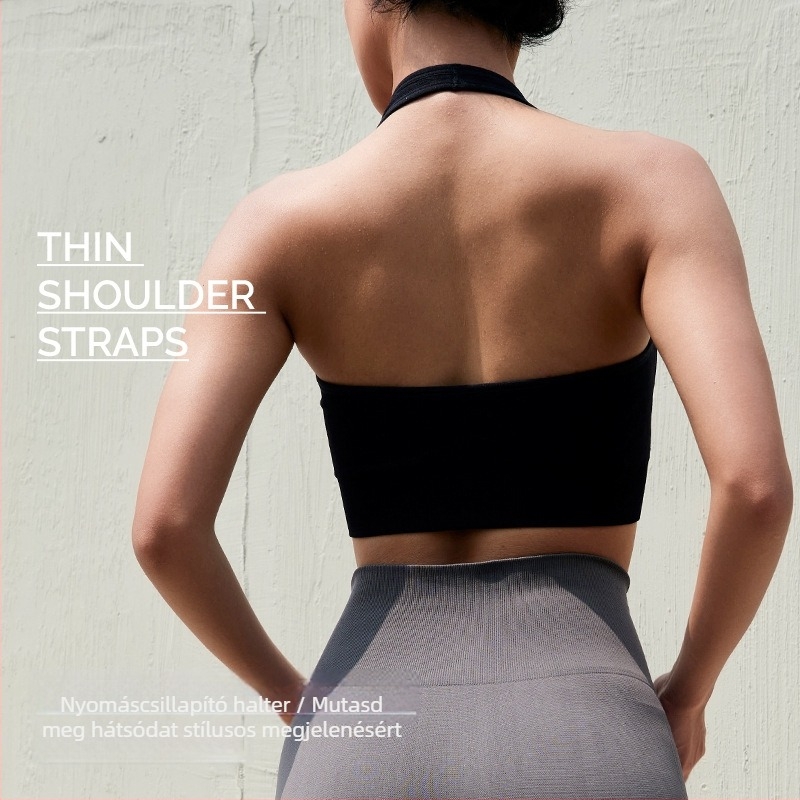 Jóga felső mellpárnával (Szövet: Spandex/Lycra; Fő anyag: Spandex 6,1%; Belső anyag: Nylon 93,9%; Kosár: 3/4, vékony formázás; Seamless: Igen)