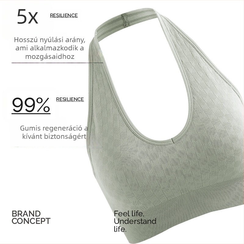 Jóga felső mellpárnával (Szövet: Spandex/Lycra; Fő anyag: Spandex 6,1%; Belső anyag: Nylon 93,9%; Kosár: 3/4, vékony formázás; Seamless: Igen)