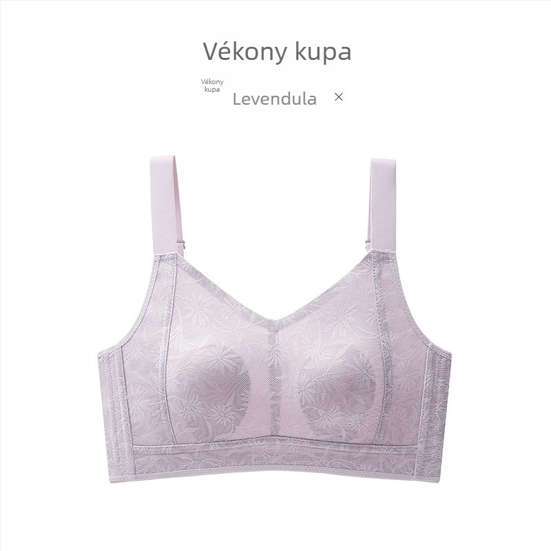Ultra vékony melltartó acélgyűrűk nélkül, állítható vállpántokkal, nyuszi-fül dizájnú pántokkal, oldalsó formázással és lógás elleni támogatással