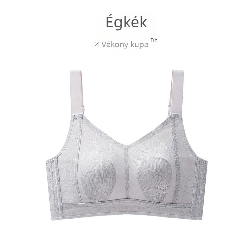 Ultra vékony melltartó acélgyűrűk nélkül, állítható vállpántokkal, nyuszi-fül dizájnú pántokkal, oldalsó formázással és lógás elleni támogatással