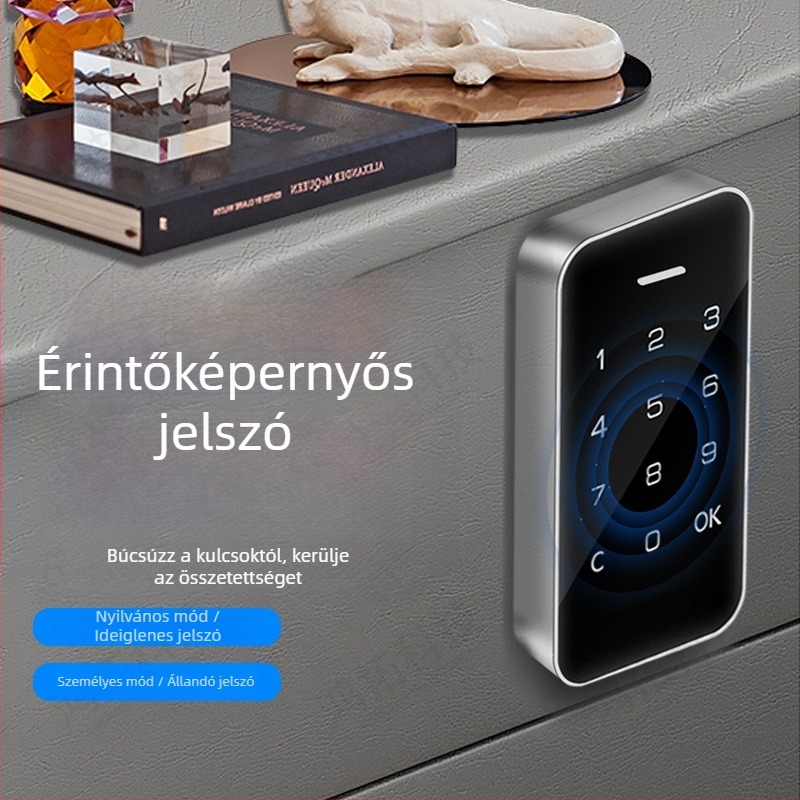 Ujjlenyomatos szekrényzár, ABS+fém test, modell 605, ruhatárakhoz, szekrényekhez, lockerekhez és irattárakhoz, modern minimalist tervezés