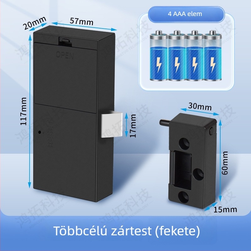 Ujjlenyomatos szekrényzár, ABS+fém test, modell 605, ruhatárakhoz, szekrényekhez, lockerekhez és irattárakhoz, modern minimalist tervezés