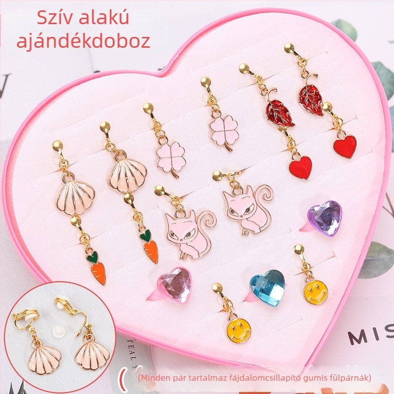 Koreai stílusú fülklipsz, rajzfilm állatmotívummal, ötvözet, elektroplattálás, egyedi csomagolás