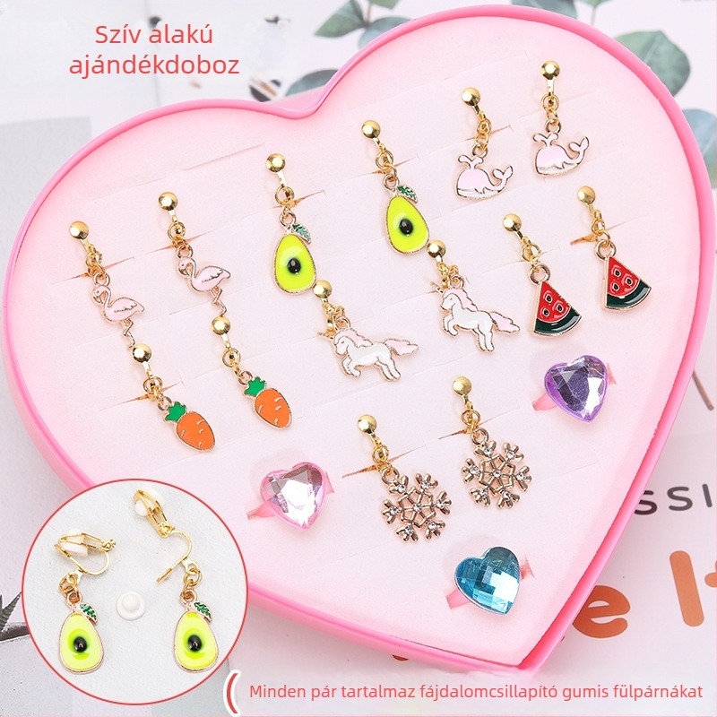 Koreai stílusú fülklipsz, rajzfilm állatmotívummal, ötvözet, elektroplattálás, egyedi csomagolás