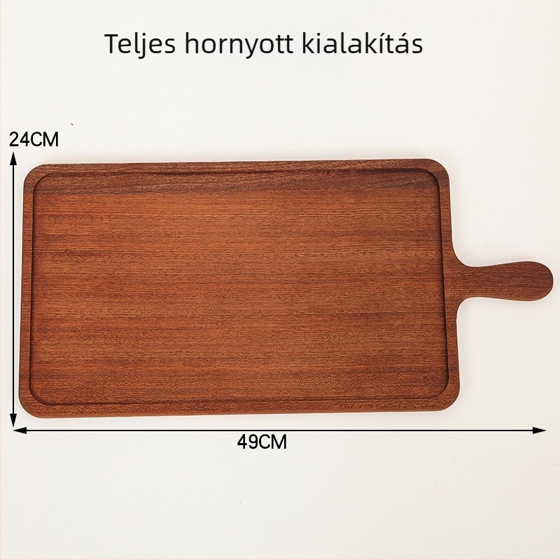 Fa tálca a tálaláshoz – steak, pizza, kenyér és sushi – szabálytalan alak, Light Luxury stílus, logóval testreszabható