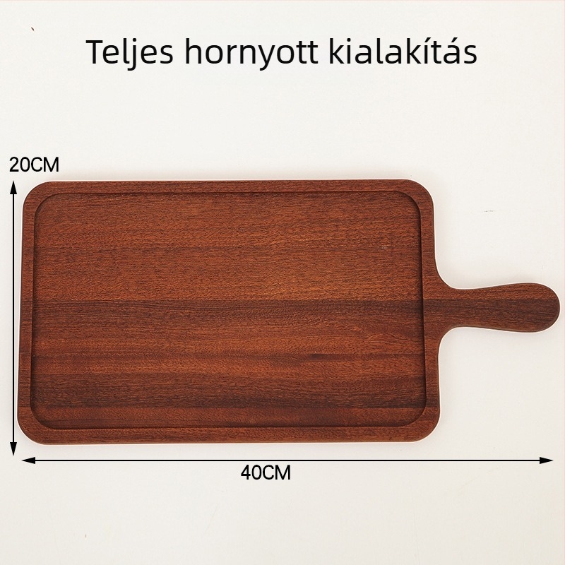 Fa tálca a tálaláshoz – steak, pizza, kenyér és sushi – szabálytalan alak, Light Luxury stílus, logóval testreszabható
