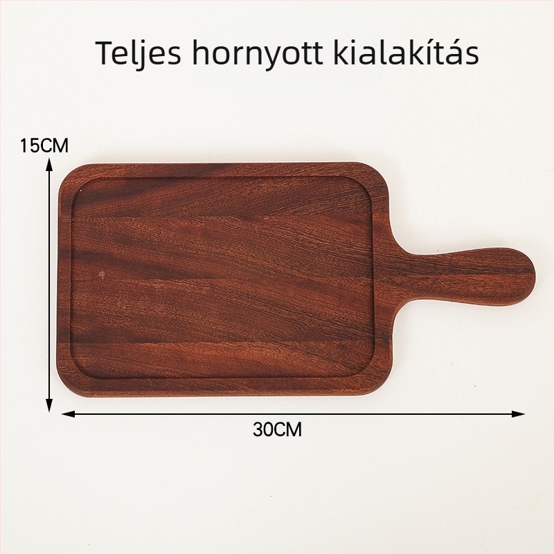 Fa tálca a tálaláshoz – steak, pizza, kenyér és sushi – szabálytalan alak, Light Luxury stílus, logóval testreszabható