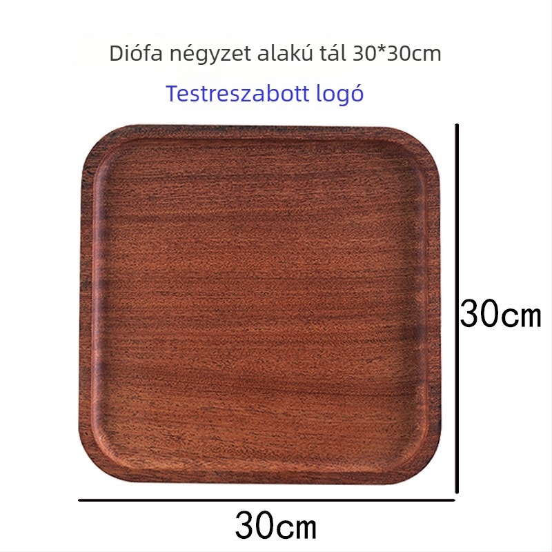 Fa tálca a tálaláshoz – steak, pizza, kenyér és sushi – szabálytalan alak, Light Luxury stílus, logóval testreszabható