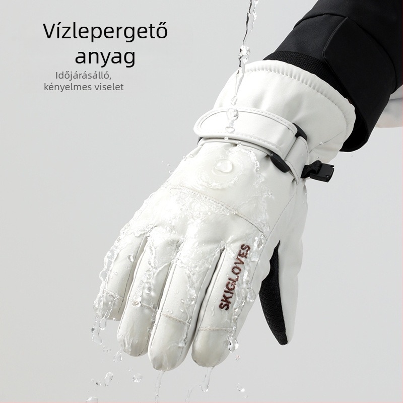 Gyerek síkesztyűk – meleg, poliészter anyagú, Koreai stílusú ujjas kivitel, 8–12 éveseknek, tél