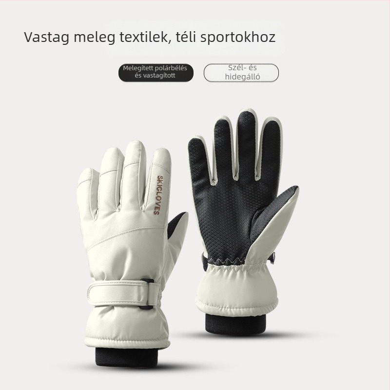 Gyerek síkesztyűk – meleg, poliészter anyagú, Koreai stílusú ujjas kivitel, 8–12 éveseknek, tél