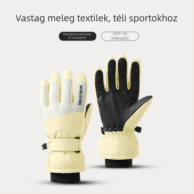 Gyerek síkesztyűk – meleg, poliészter anyagú, Koreai stílusú ujjas kivitel, 8–12 éveseknek, tél