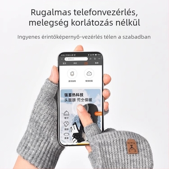 Kötött gyerek kesztyű télre, félujjas, lehajtható ujjtakaróval, meleg és íráshoz ideális
