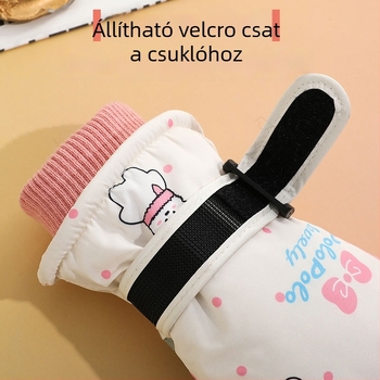 Gyerek síkesztyűk - fleece bélés, karikatúra űr mintával, felosztott ujjas dizájn, őszre, 3-14 évesek