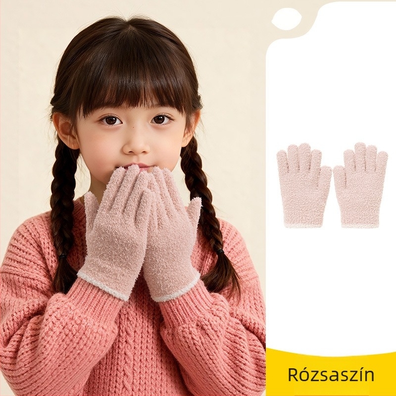 Téli gyerek kesztyűk, cukorka karikatúra mintával, meleg kötött gyapjú, íráshoz és szabadtéri használatra, 7–15 évesek